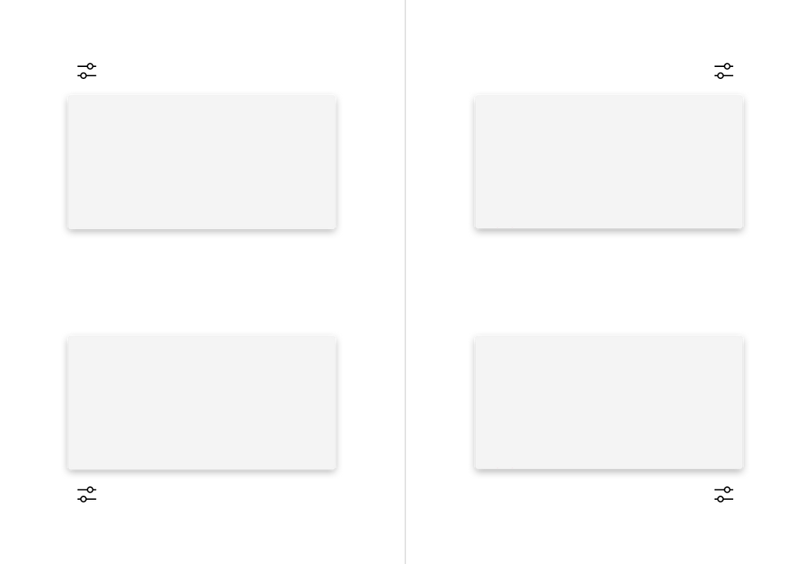 No tip popover top and bottom directions with left and right alignments.